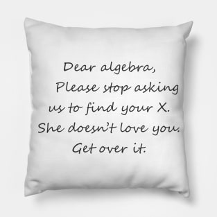 Dear Algebra Find Your X Pillow