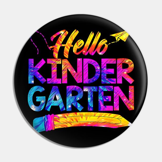 Funny Teacher Kids Back To School Tie Dye Hello Kindergarten Pin by everetto