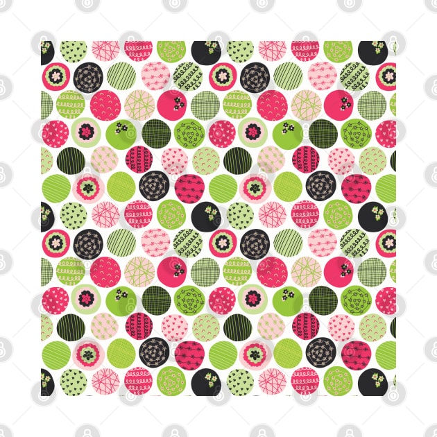 Green and Pink Dots by Sandra Hutter Designs