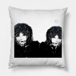 Twinned with dull. Cartoon portrait art. Pillow