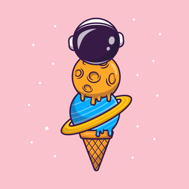 Cute Astronaut Ice Cream Cone Cartoon by Catalyst Labs