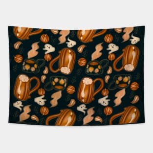 Pumpkin autumn pattern drawing Tapestry