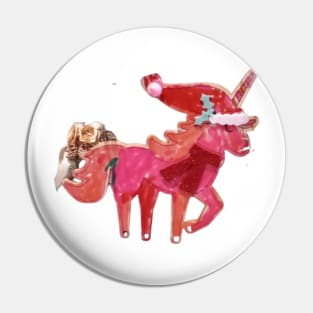 Holiday with pink unicorn Pin