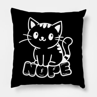 Cute Black Cat Say Nope Pillow