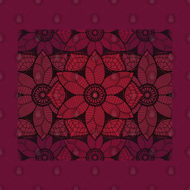 Red flower mandala by KritwanBlue