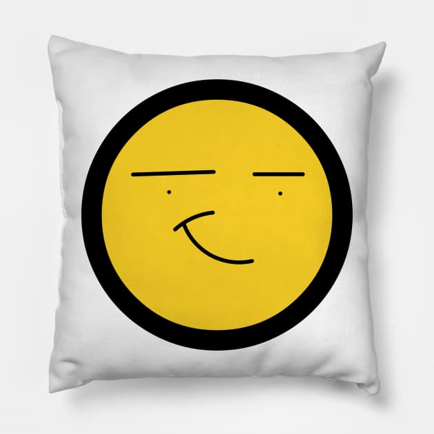 Yellow Smirk Face Pillow by Invingos