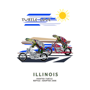 Turtle Love, Valentines Day, Motorcycles, Illinois, Painted Turtles T-Shirt