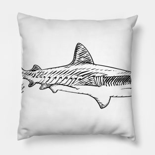 SHARK in black and white Pillow