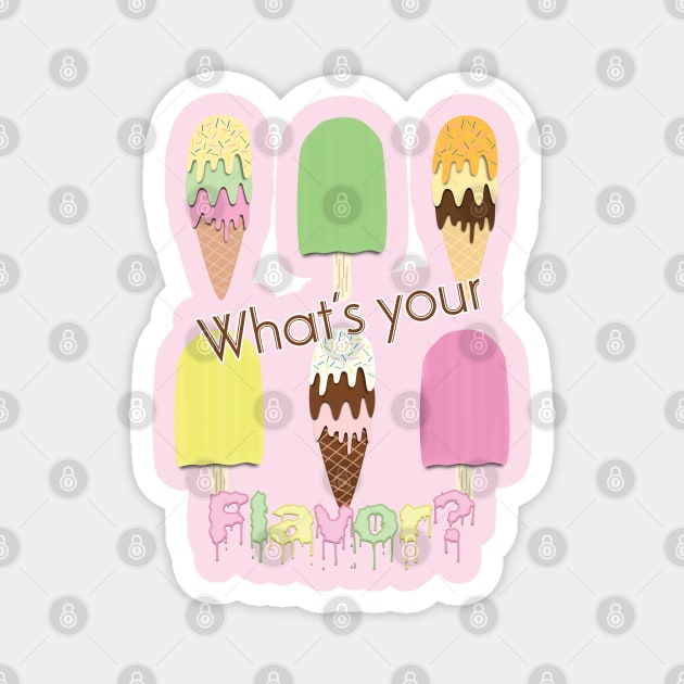 What's Your Flavor? Cute Ice Cream Cones & Popsicle Ice Blocks Magnet by karenmcfarland13