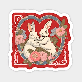 Rabbit Bunny in Love Combating Fight Couple Love Martial Arts Fighter Magnet