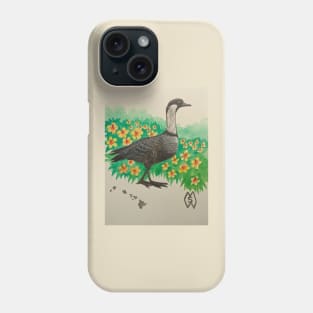 Hawaii state bird and flower, the Nene and yellow hibiscus Phone Case