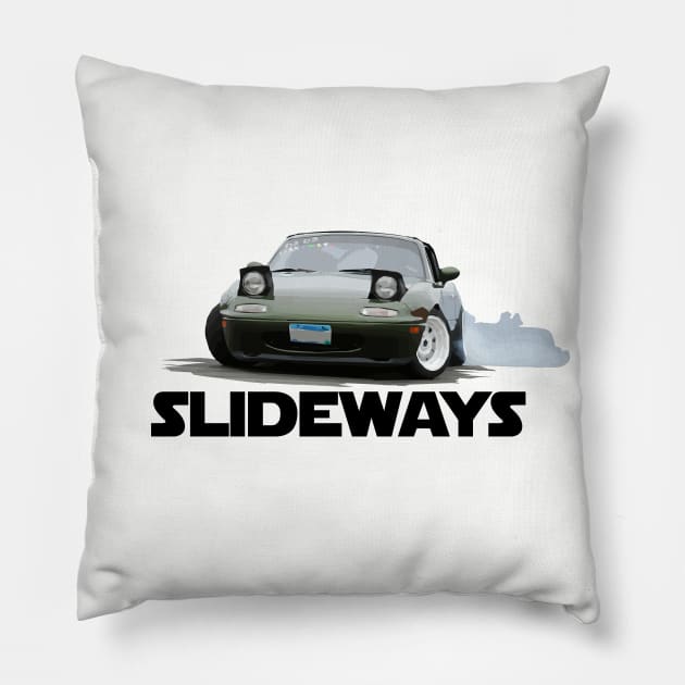 Mazda Miata / MX-5 - Drifting Slideways Pillow by mudfleap