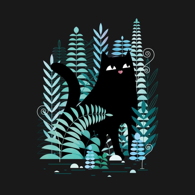 The Ferns (Black Cat on Green) by littleclyde