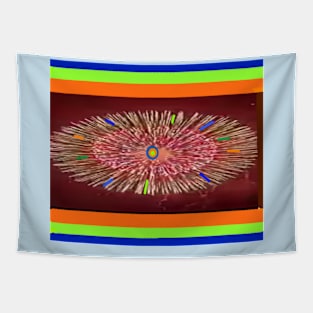 Exotic Fireworks Pattern on Light Blue Background Tapestry