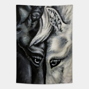 Black and White Horses Tapestry