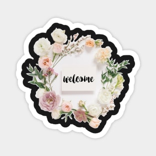 Floral Wreath with Welcome Canvas Magnet