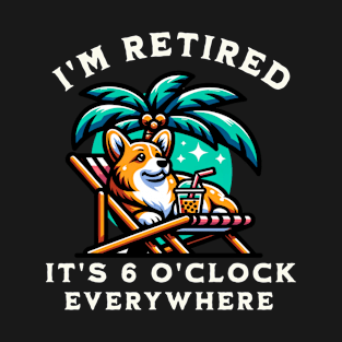 Funny Summer Corgi Cartoon I'm Retired T-Shirt