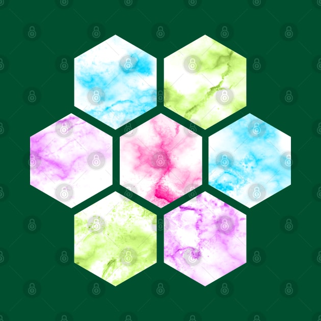 Marble Hexagon | Purple Pink Blue | Green Background by Wintre2