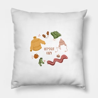 Let's get cozy, cute winter illustration Pillow