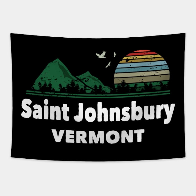 Mountain Sunset Flying Birds Outdoor Saint Johnsbury Vermont Tapestry by greenrepublicmerch
