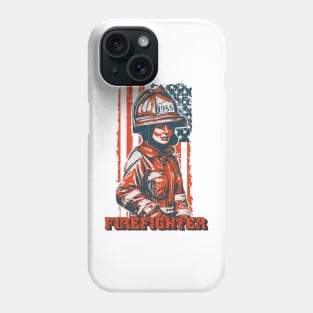 Firefighter woman US flag Phone Case