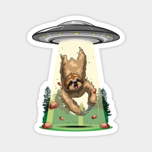 Slow Spaceship Ride: Alien Sloth Abudction Magnet