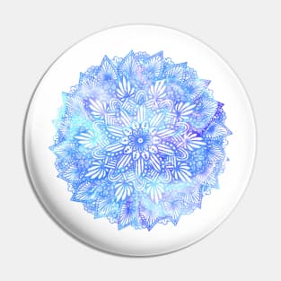 Swirly Blue Digital Mandala Pin