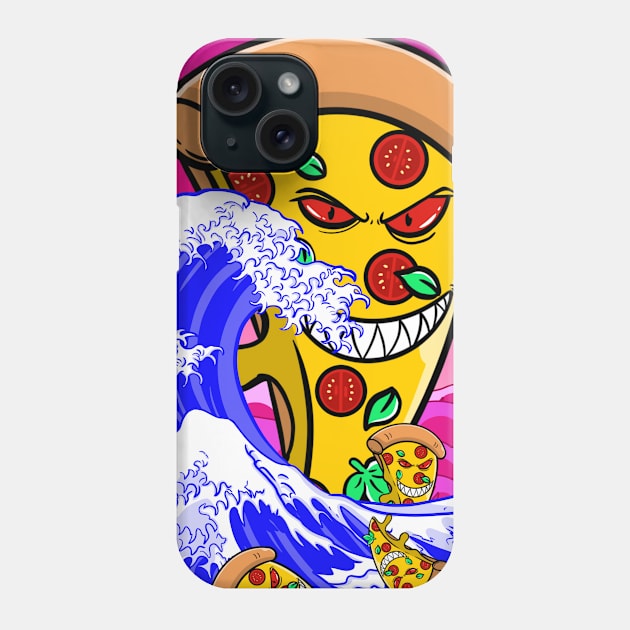 `The Great Pizza Monster Wave Phone Case by Artthree Studio