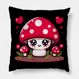 Cottagecore Kawaii Cute Mushroom Nature Cartoon Chibi Pillow