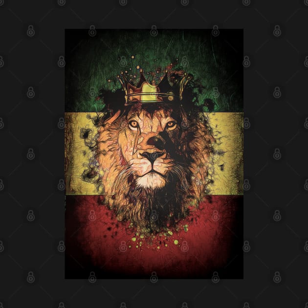 Rasta Lion Splatter Painting by Voodoo Production