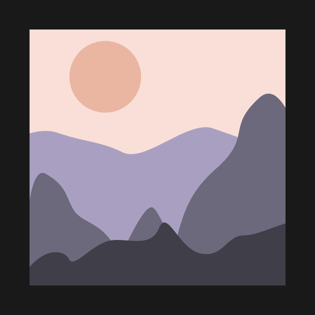 Retro Abstract Mountain and Desert at Dusk Vibes by greenoriginals