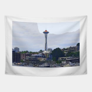 Gold Topped Space Needle Tapestry