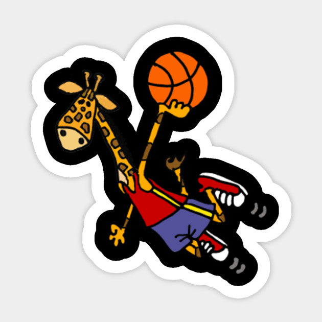 Funny Giraffe Playing Basketball Sports Basketball Aufkleber