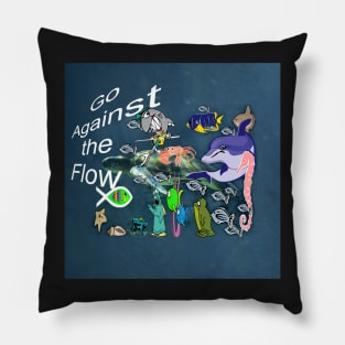 Jesus Christ Savior Go Against the Flow Christian Witness Fish Symbol 201 Pillow