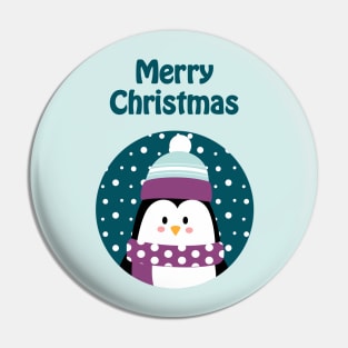 Cute penguin wishes merry Christmas Pin
