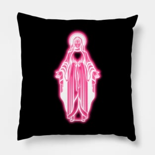 Pink Neon Virgin Mary Pillow