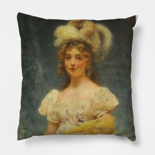 Portrait of a Lady in a Yellow Shawl by Konstantin Makovsky Pillow