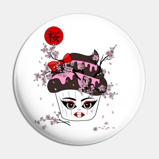 Cute Japanese Sakura geisha cup cake Pin