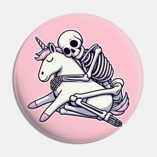 skeleton cuddling unicorn Pin