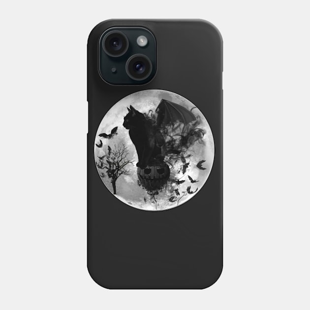 Halloween Batcat Phone Case by AmbersDesignsCo