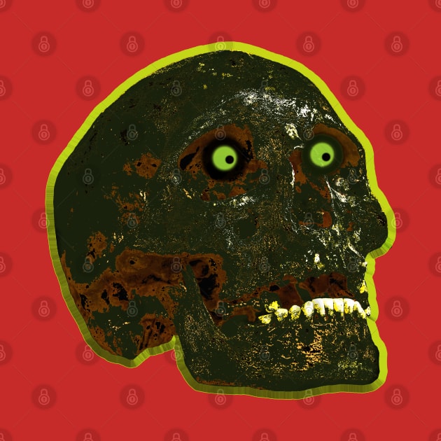 Burnt skull with glowing green eyes by dalyndigaital2@gmail.com