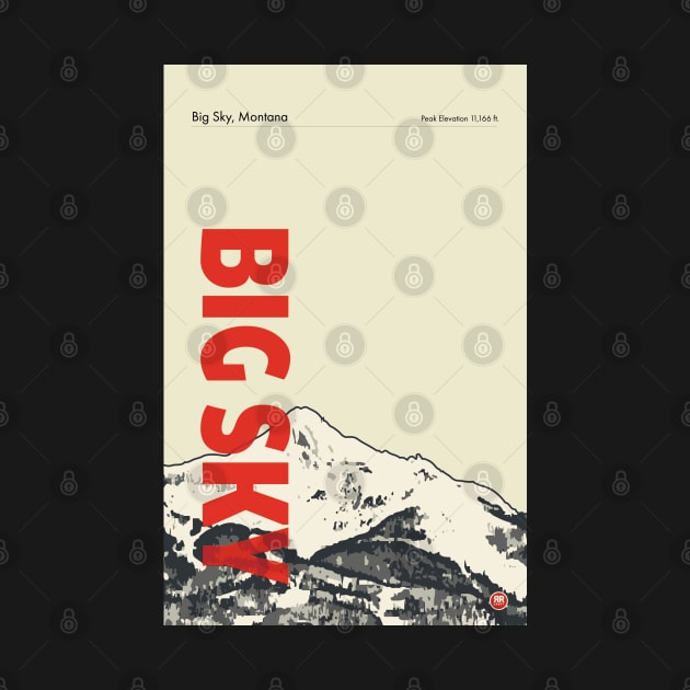 Big Sky Montana Vintage Modern Ski Travel Poster by ROEDERcraft