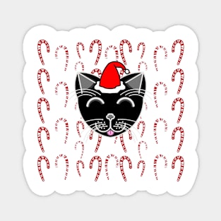 Happy Cat Candy Canes (Black Cat) Magnet