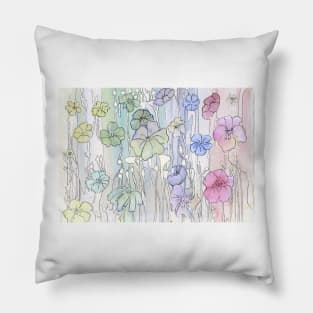 Floral Watercolour Collage 2 Pillow