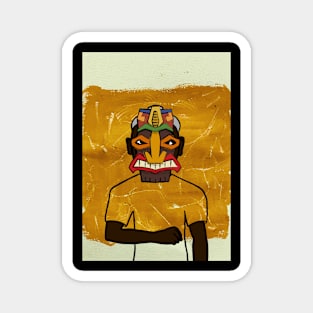 Expressionist Hawaiian Male Character with Dark Mask and Eyes Magnet