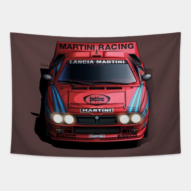 Lancia 037 Martini Group B - Illustration Tapestry by Mario Ramos Rally Art