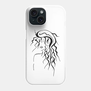 Black and white curly girl Phone Case