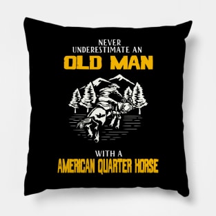 riding old man american quarter horse Pillow