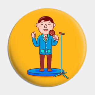 Cute Public Speaker Cartoon Pin