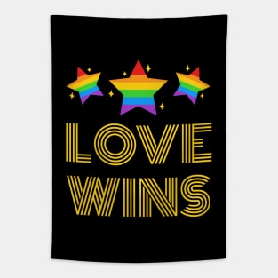 Love Wins Rainbow Stars Tapestry